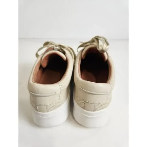 GENTLE SOULS KENNETH COLE Womens Tan Rosette Gold Wedge Leather Sneakers Shoes 8 - Picture 2 of 8